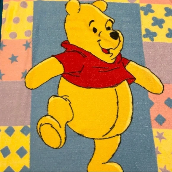 Vintage Winnie The Pooh Blanket Patchwork Fleece 46” x 34” - Picture 2 of 16